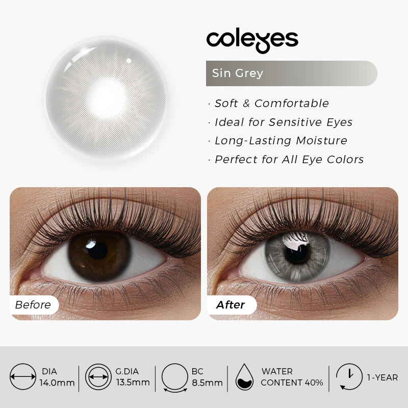 Coleyes Sin Grey Yearly Prescription Colored Contacts - image 7