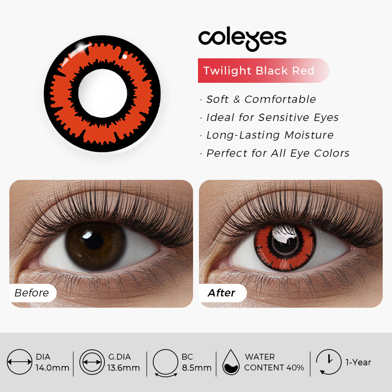Coleyes Twilight Black Red Yearly Prescription Cosplay Colored Contacts - image 5