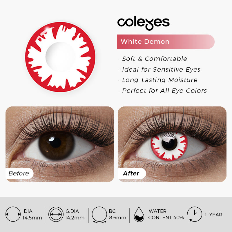 Coleyes White Demon Zombie Yearly Cosplay Prescription Colored Contacts - image 5