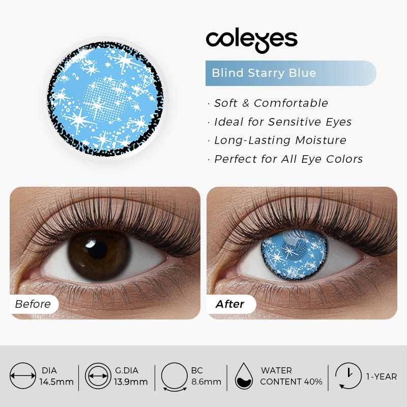 Coleyes Blind Starry Blue Yearly Cosplay Colored Contacts - image 7
