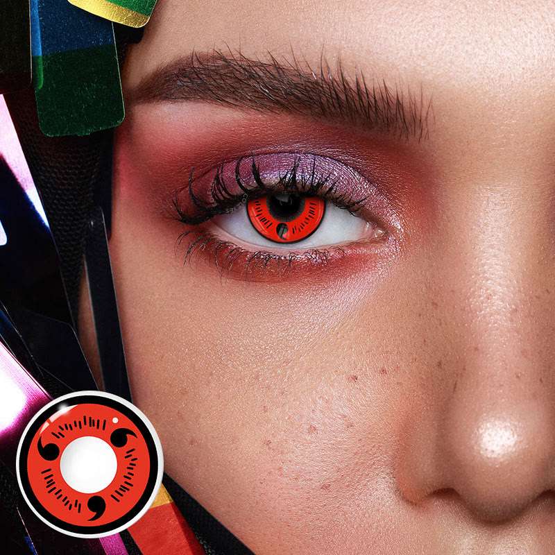 Coleyes 3 Tomoe Sharingan Red Yearly Prescription Cosplay Colored Contacts - image 2