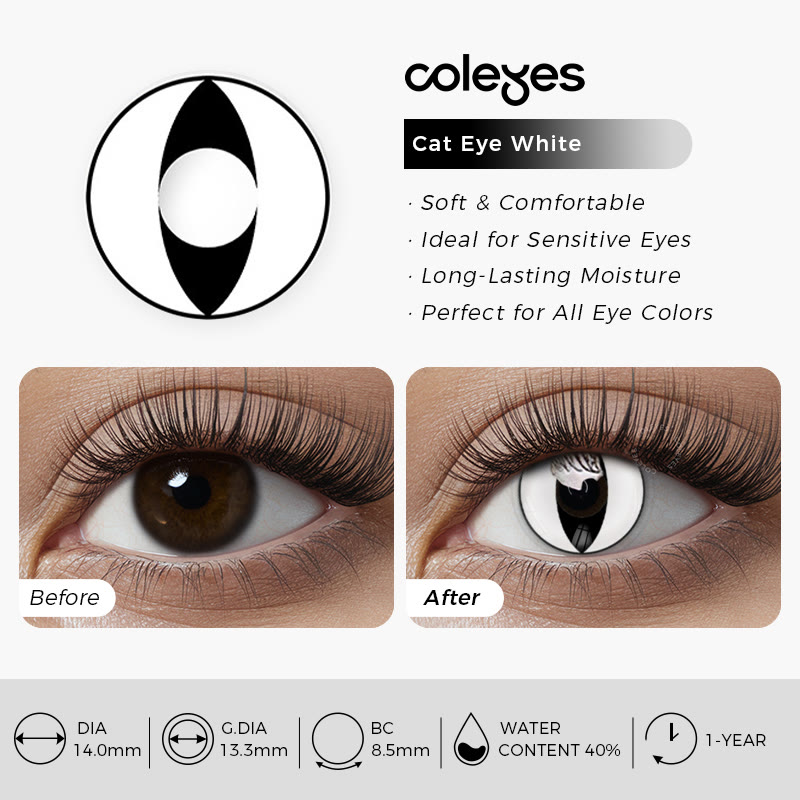 Coleyes Cat Eye White Yearly Cosplay  Prescription Colored Contacts - image 5