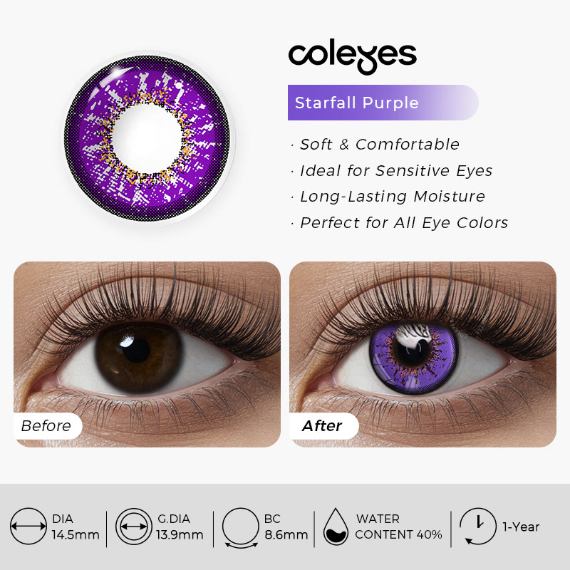 Coleyes Starfall Purple Yearly Prescription Cosplay Colored Contacts - image 4