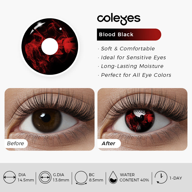 Coleyes Blood Black 1-Day Prescription Cosplay Colored Contacts - image 4