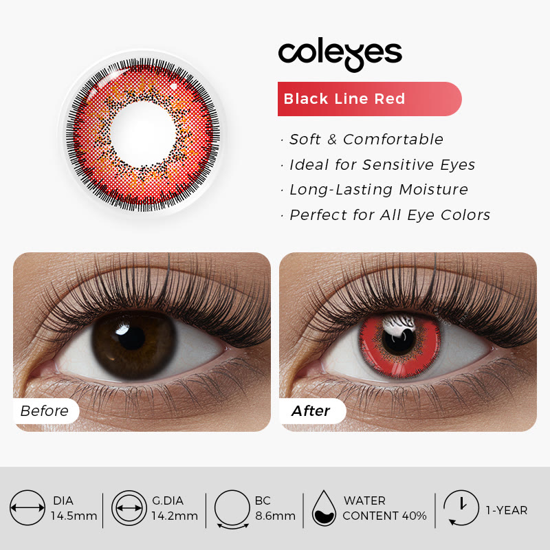 Coleyes Black Line Red Yearly Cosplay Colored Contacts - image 6