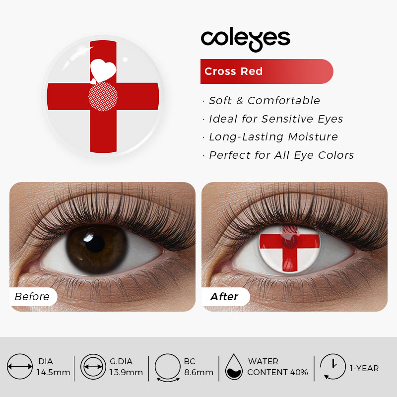 Coleyes Cross Red Yearly Cosplay Colored Contacts - image 8