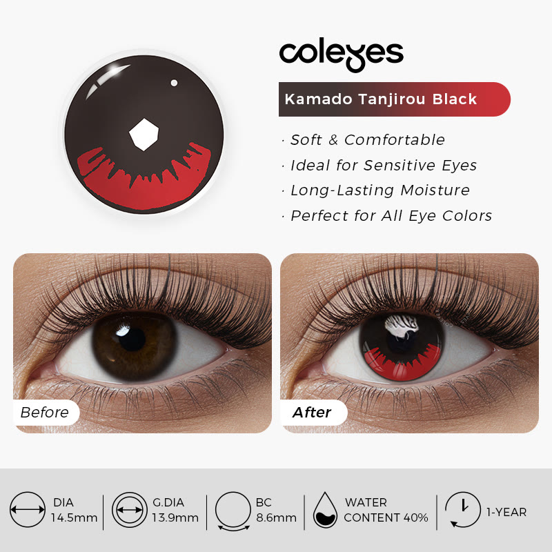 Coleyes Kamado Tanjirou Black Yearly Prescription Cosplay Colored Contacts - image 4