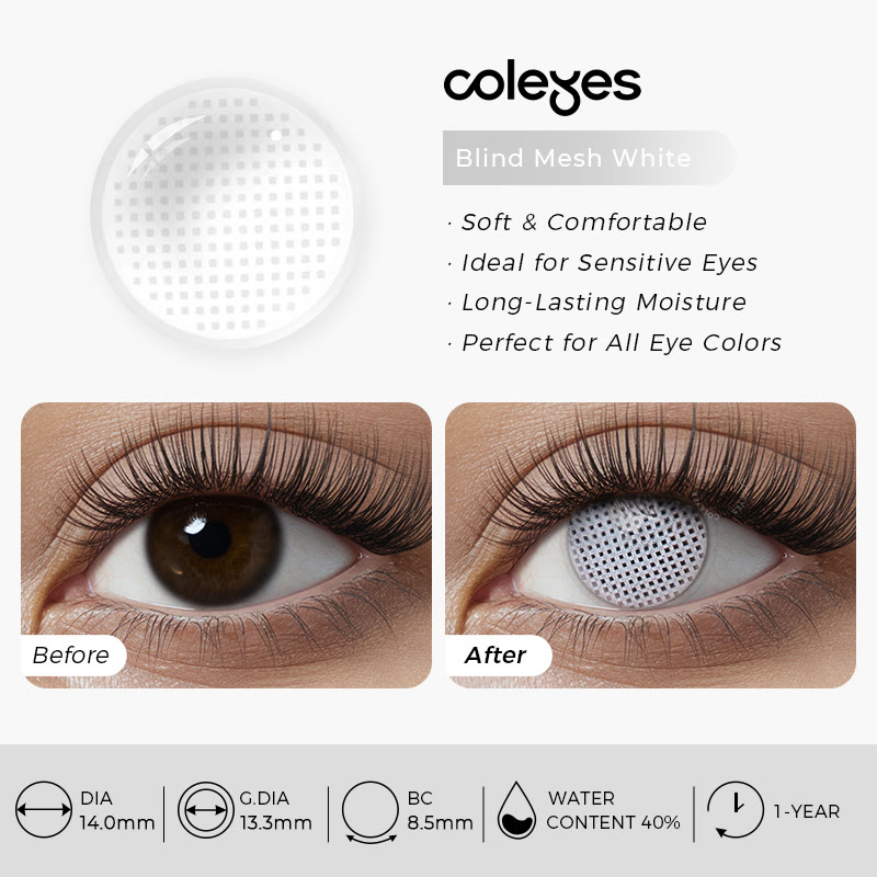 Coleyes Blind Mesh White Yearly Prescription Cosplay Colored Contacts - image 11