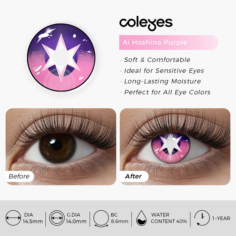 Coleyes Ai Hoshino Purple Yearly Cosplay Colored Contacts - image 6