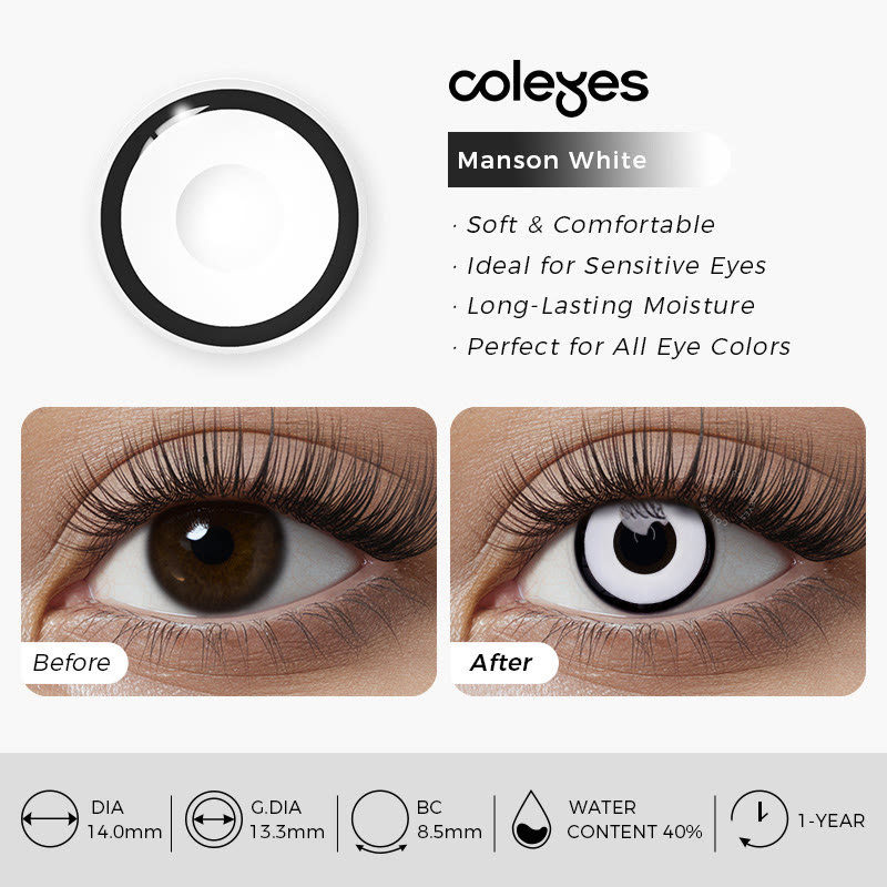Coleyes Manson White Yearly Prescription Cosplay Colored Contacts - image 5