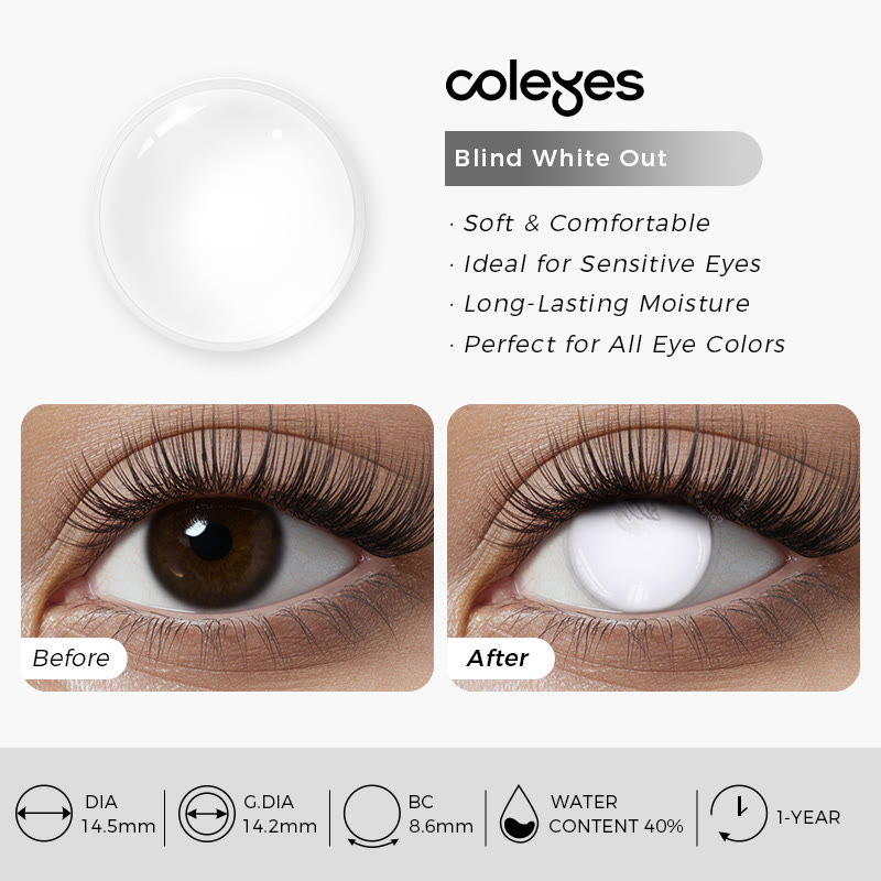 Coleyes Blind White Out Yearly Cosplay Prescription Colored Contacts - image 12