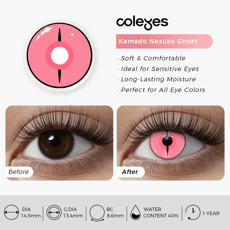 Coleyes Kamado Nezuko Ghost Yearly Prescription Cosplay Colored Contacts - image 4