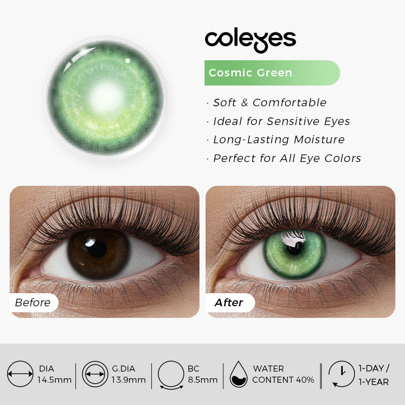 Coleyes Cosmic Green 1-Day / 1-Year Prescription Cosplay Colored Contacts - image 11