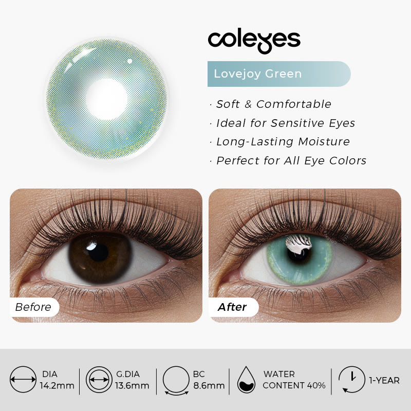 Coleyes Lovejoy Green Yearly Prescription Colored Contacts - image 9