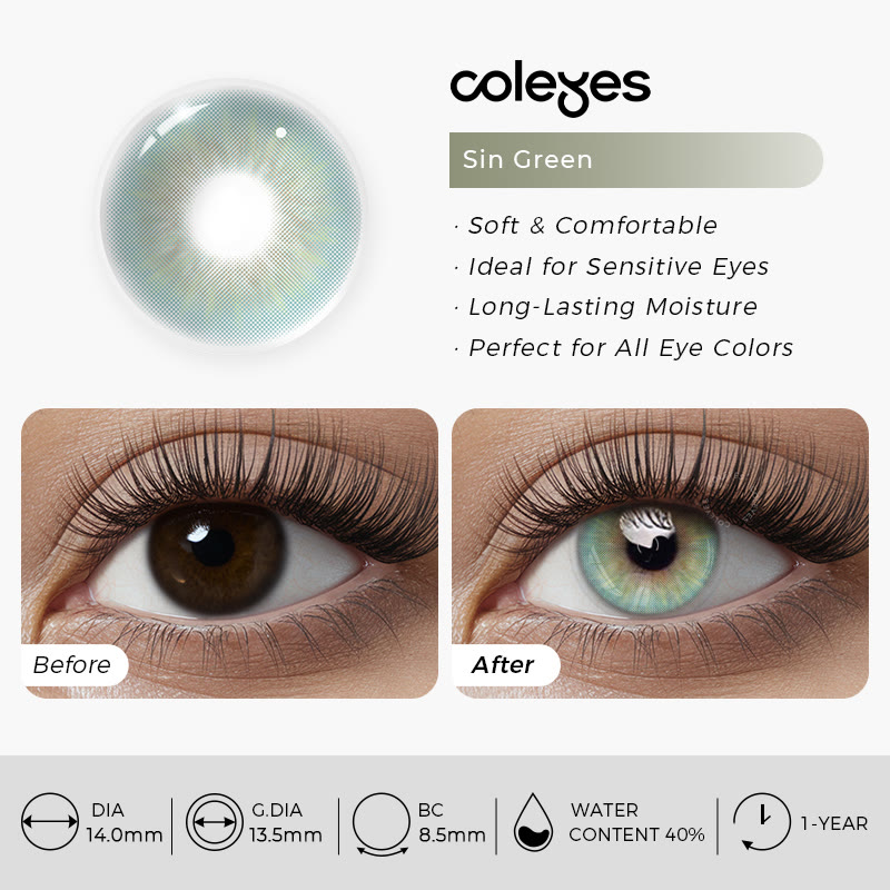 Coleyes Sin Green Yearly Prescription Colored Contacts - image 9