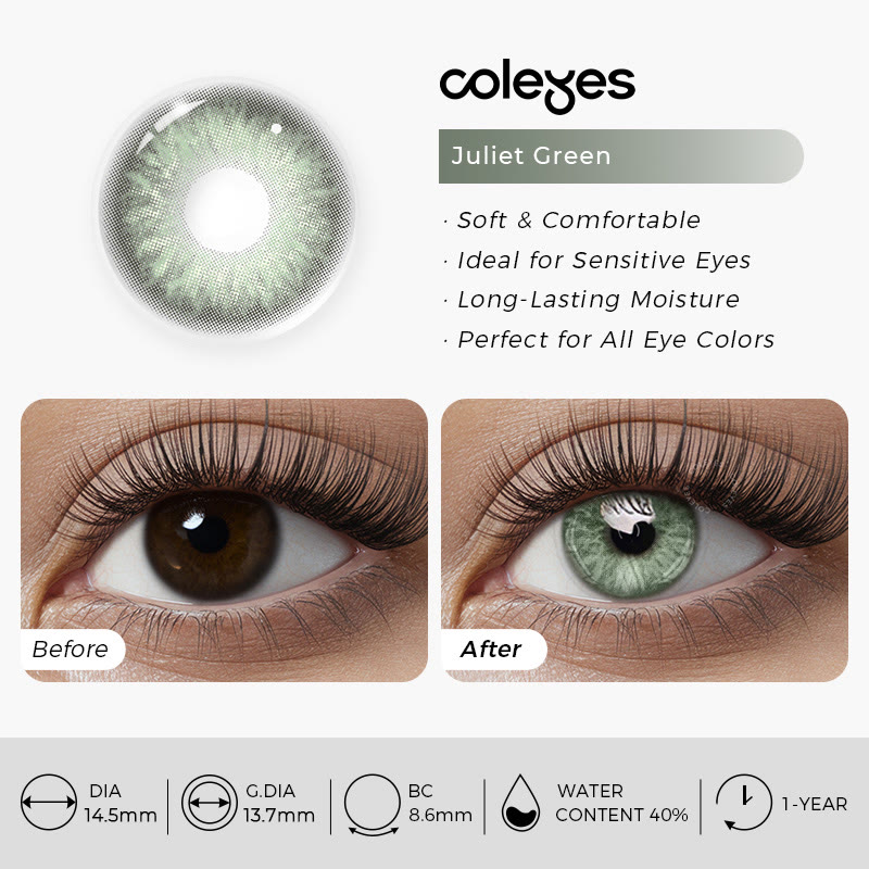Coleyes Juliet Green Yearly Prescription Colored Contacts - image 6