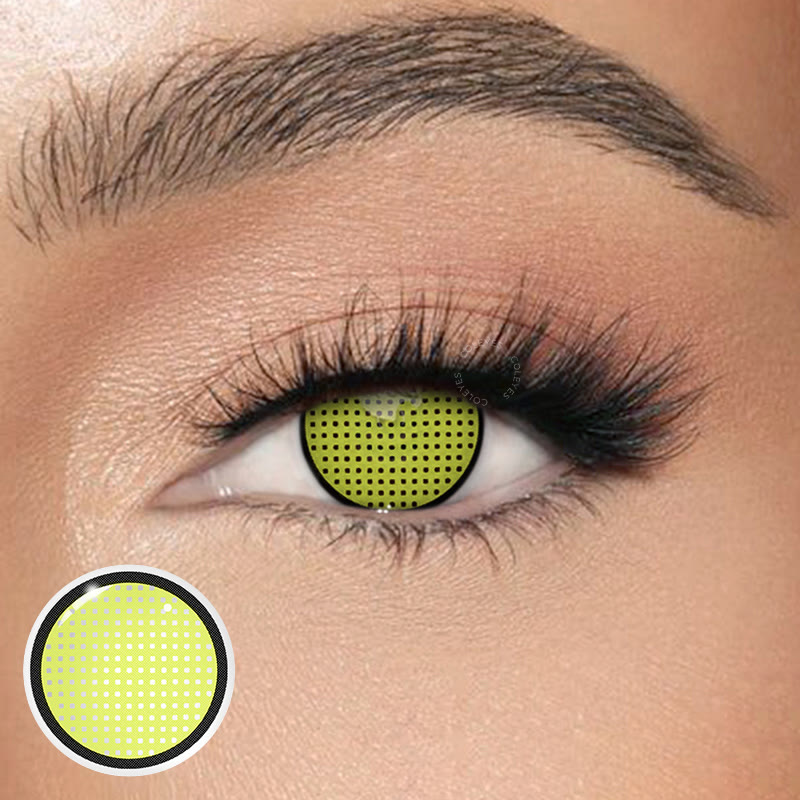 Coleyes Blind Manson Mesh Yellow Yearly Cosplay Colored Contacts - image 1