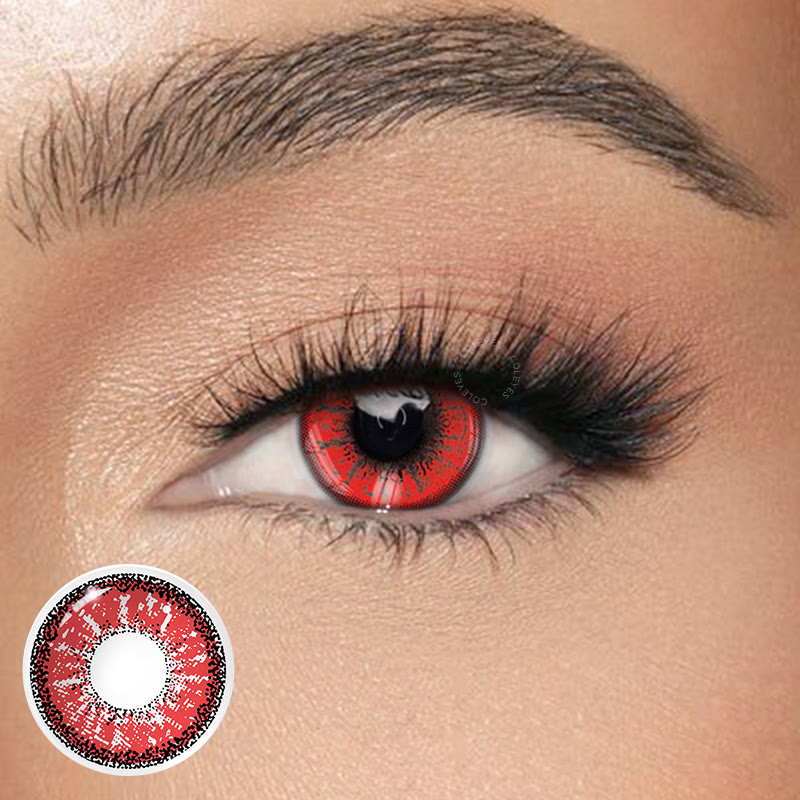 Coleyes Snowflakes Red Yearly Cosplay Prescription Colored Contacts - image 1