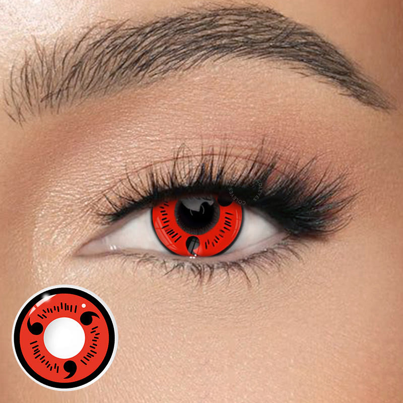 Coleyes 3 Tomoe Sharingan Red Yearly Prescription Cosplay Colored Contacts - image 1