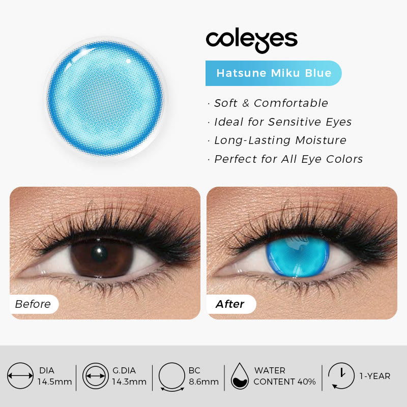 Coleyes Hatsune Miku Blue Yearly Cosplay Colored Contacts - image 5