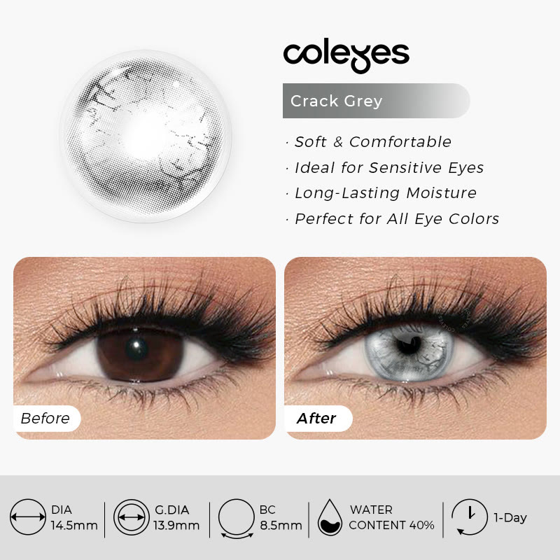 Coleyes Crack Grey 1-Day Cosplay Colored Contacts - image 5
