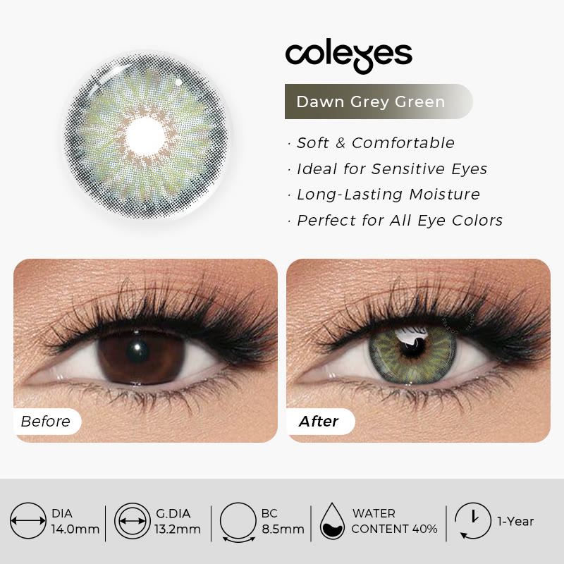 Coleyes Dawn Grey Green Yearly Prescription Colored Contacts - image 12