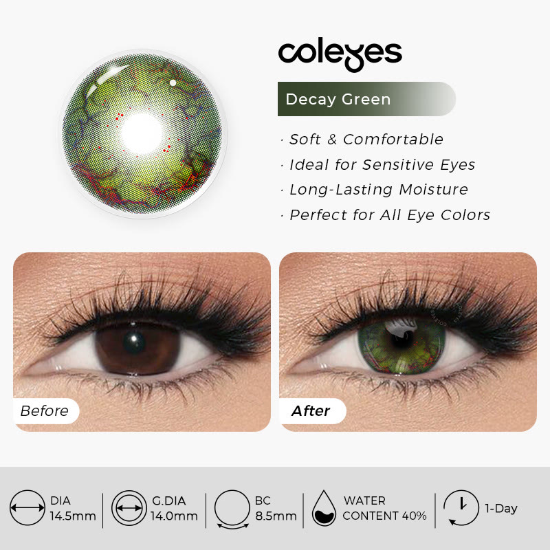 Coleyes Decay Green 1-Day Cosplay Colored Contacts - image 3