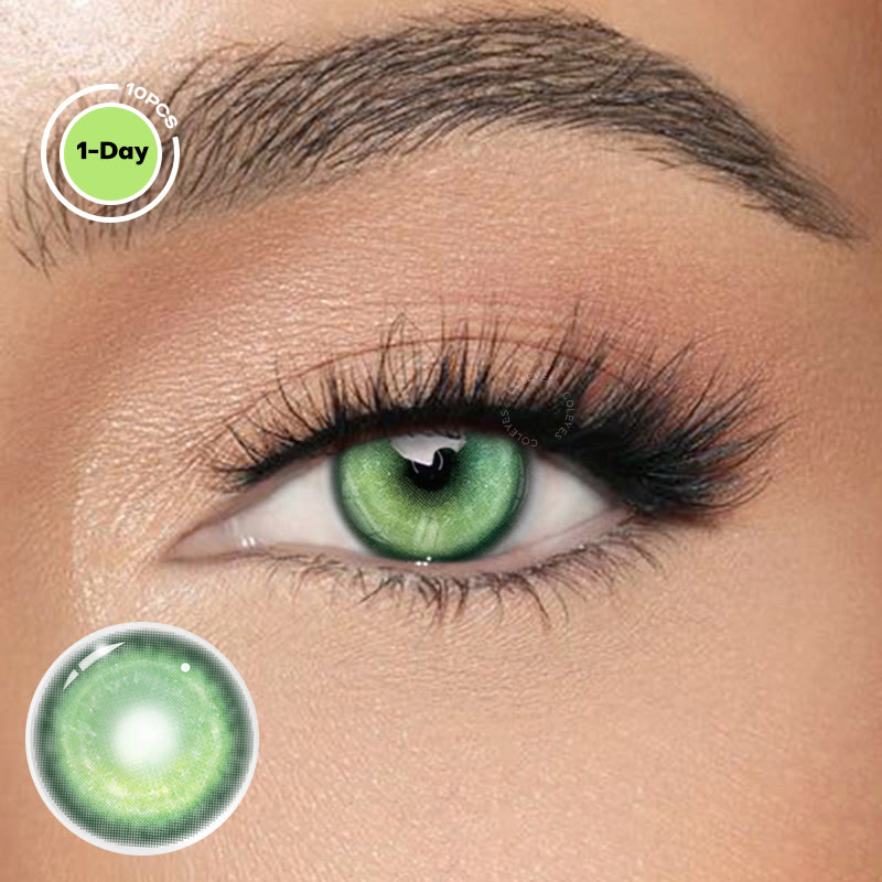 Coleyes Cosmic Green  Prescription Cosplay Colored Contacts | 1 Day-10pcs - Cosmic Green (1-Day: 10PCS) - -8.00 - TD2001_GN_10pcs - image 1