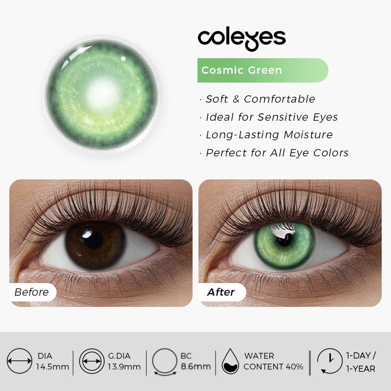 Coleyes Cosmic Green 1-Day / 1-Year Prescription Cosplay Colored Contacts - image 13