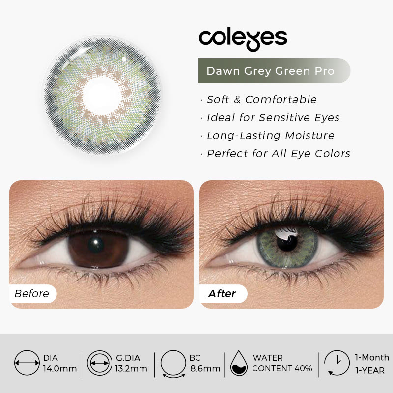 Coleyes Dawn Grey Green Pro Yearly / Monthly Prescription Colored Contacts - image 10