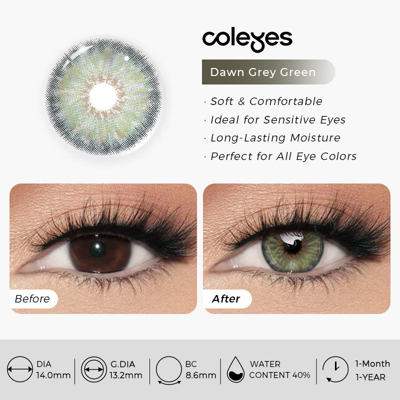 Coleyes Dawn Grey Green Yearly / Monthly Prescription Colored Contacts - image 12