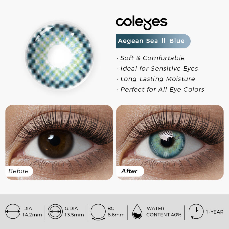 Coleyes Aegean Sea Ⅱ Blue Yearly Prescription Colored Contacts - image 9