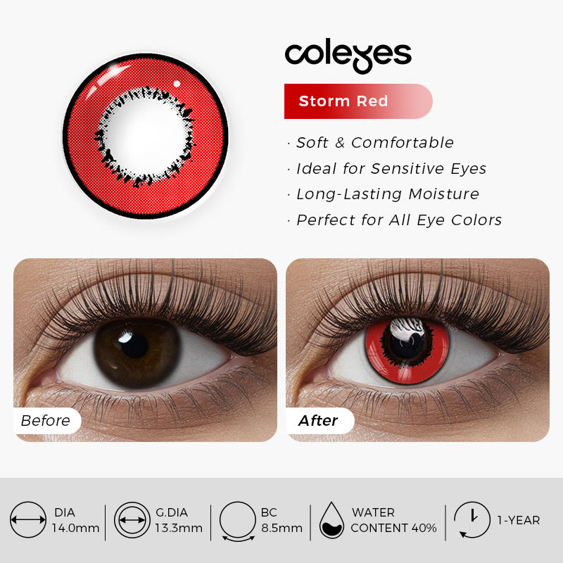 Coleyes Storm Red Yearly Prescription Cosplay Colored Contacts - image 4