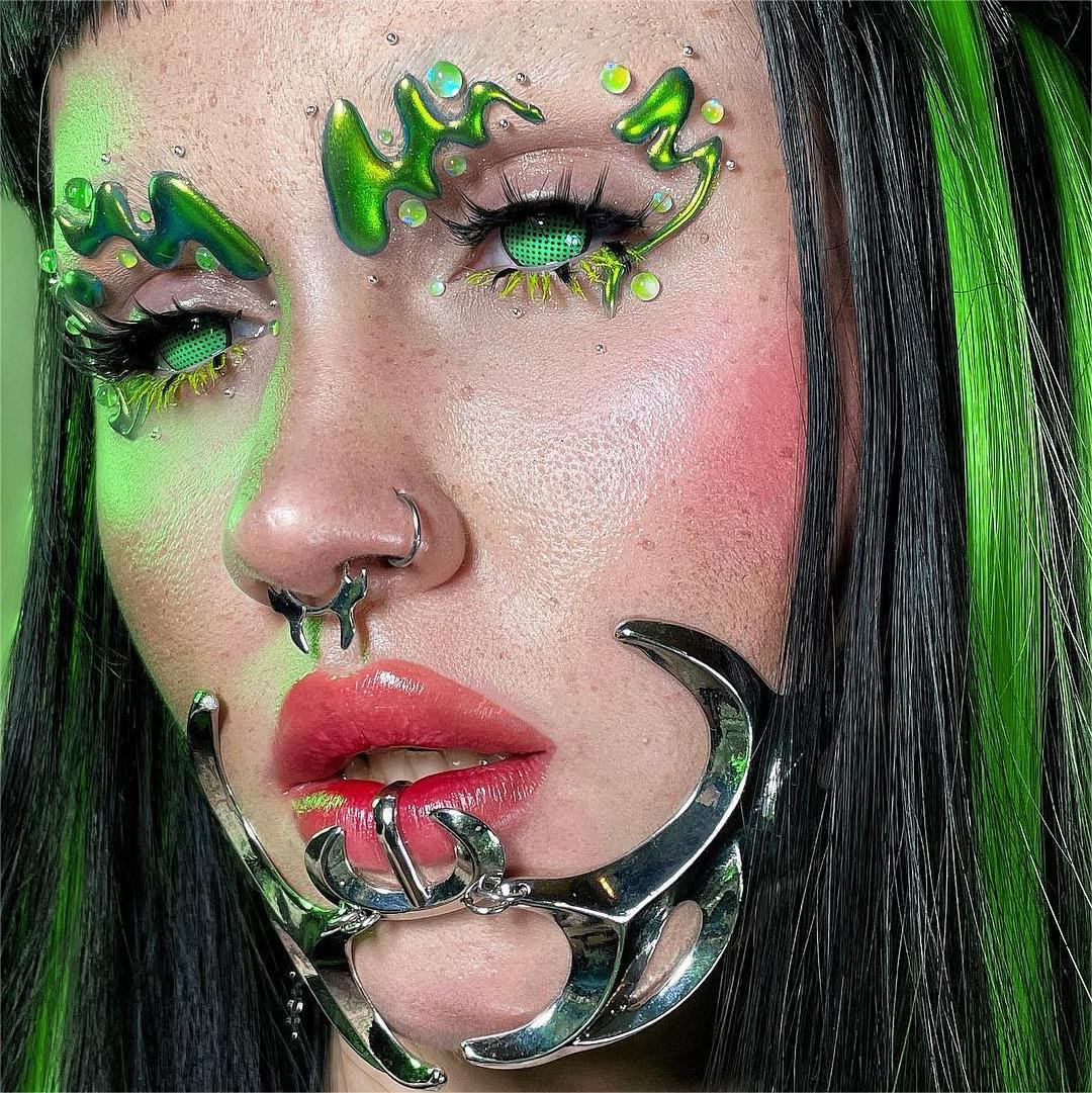 Coleyes Blind Manson Mesh Green Yearly Prescription Cosplay Colored Contacts - image 4