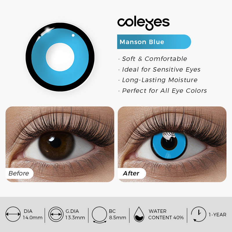 Coleyes Manson Blue Yearly Prescription Cosplay Colored Contacts - image 4