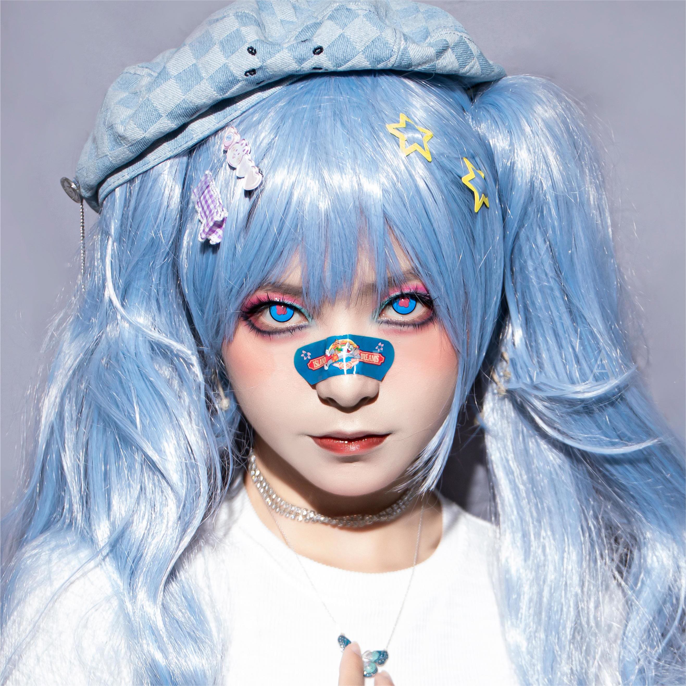 Coleyes Fire Force Hibana Blue Yearly Cosplay Colored Contacts - image 3