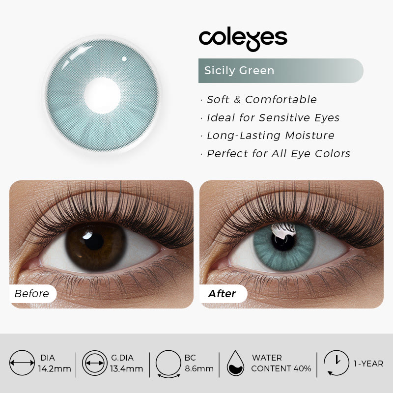 Coleyes Sicily Green Yearly Prescription Colored Contacts - image 7