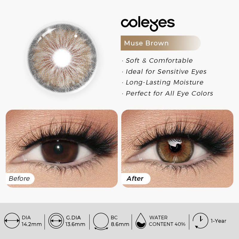 Coleyes Muse Brown Yearly Prescription Colored Contacts - image 11