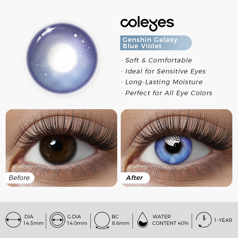 Coleyes Genshin Galaxy Blue Violet Yearly Prescription Colored Contacts - image 6