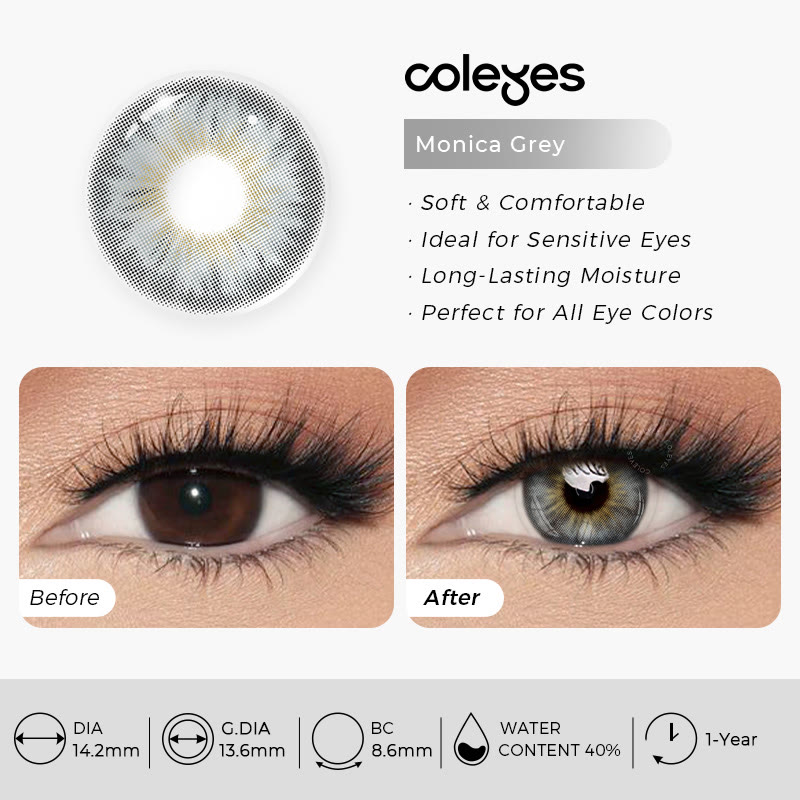 Coleyes Monica Grey Large Pupil Yearly Colored Contacts - image 4