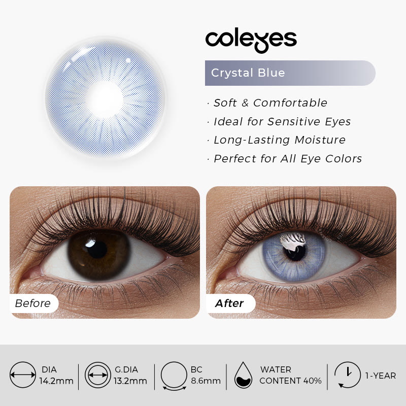 Coleyes Crystal Blue Yearly Prescription Colored Contacts - image 9