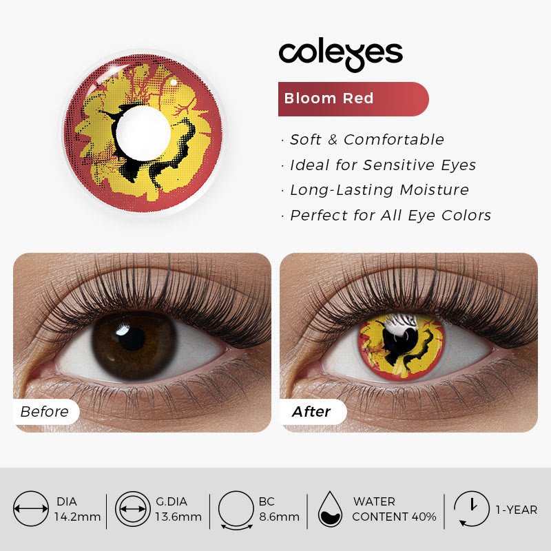 Coleyes Bloom Red Yearly Prescription Cosplay Colored Contacts - image 5