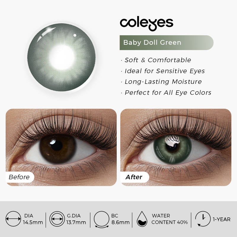 Coleyes Baby Doll Green Yearly Prescription Colored Contacts - image 4