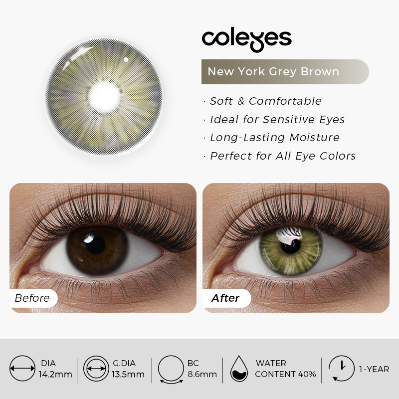 Coleyes New York Grey Brown Yearly Prescription Colored Contacts - image 11