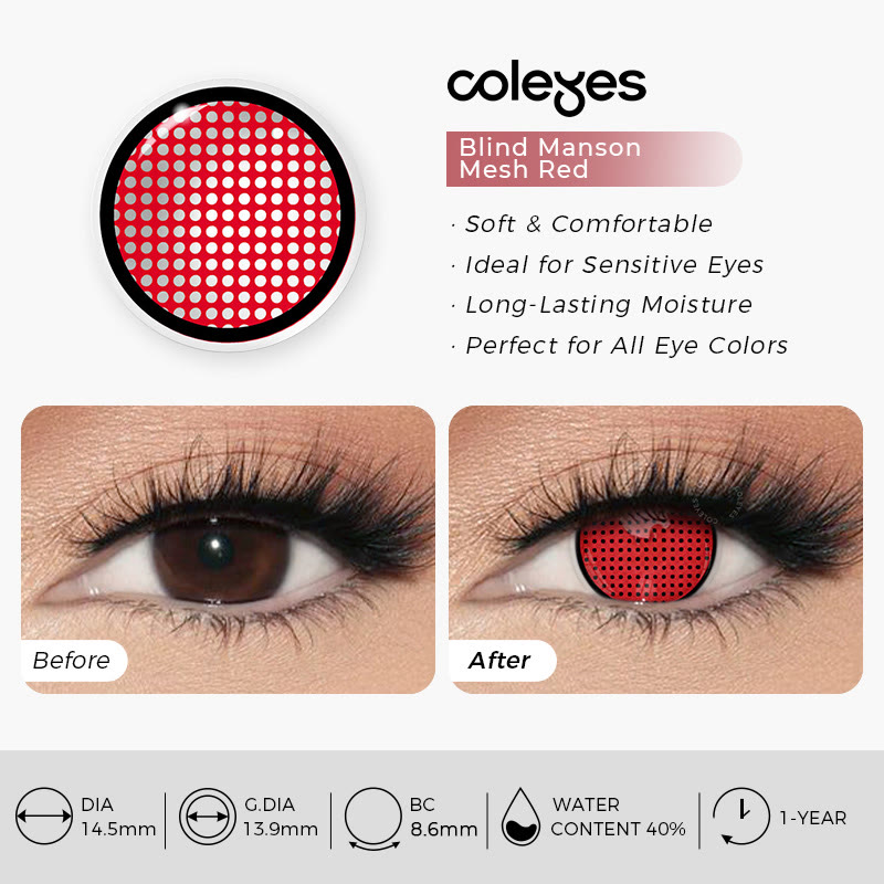 Coleyes Blind Manson Mesh Red Yearly Cosplay Colored Contacts - image 5