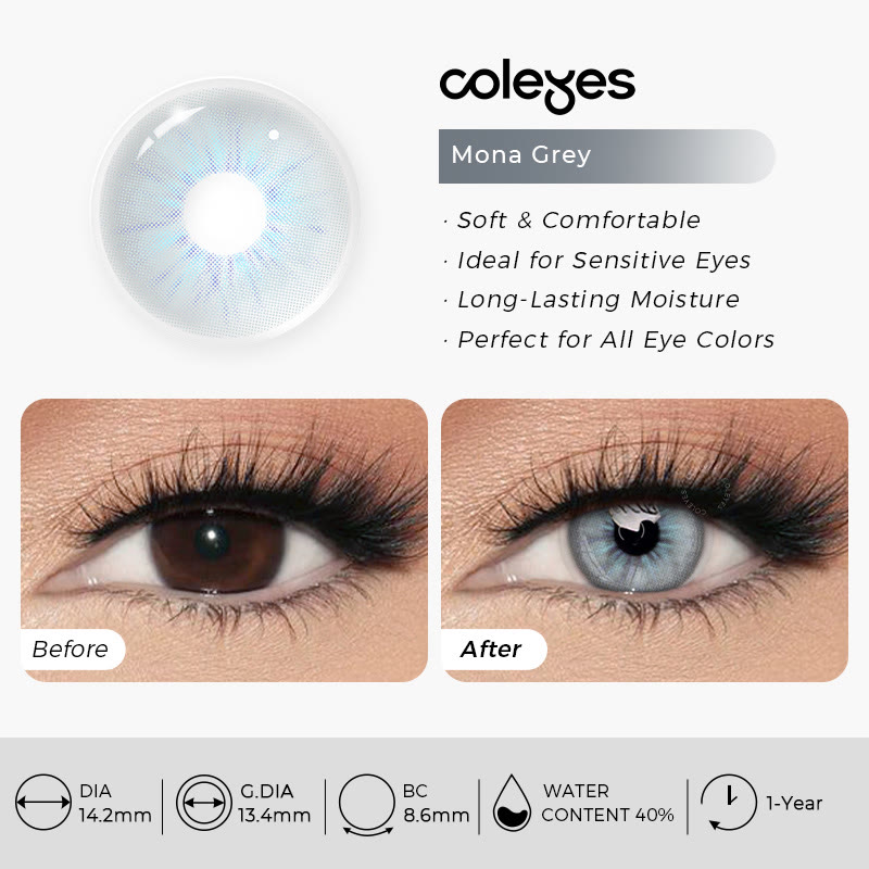 Coleyes Mona Grey Yearly Prescription Colored Contacts - image 4