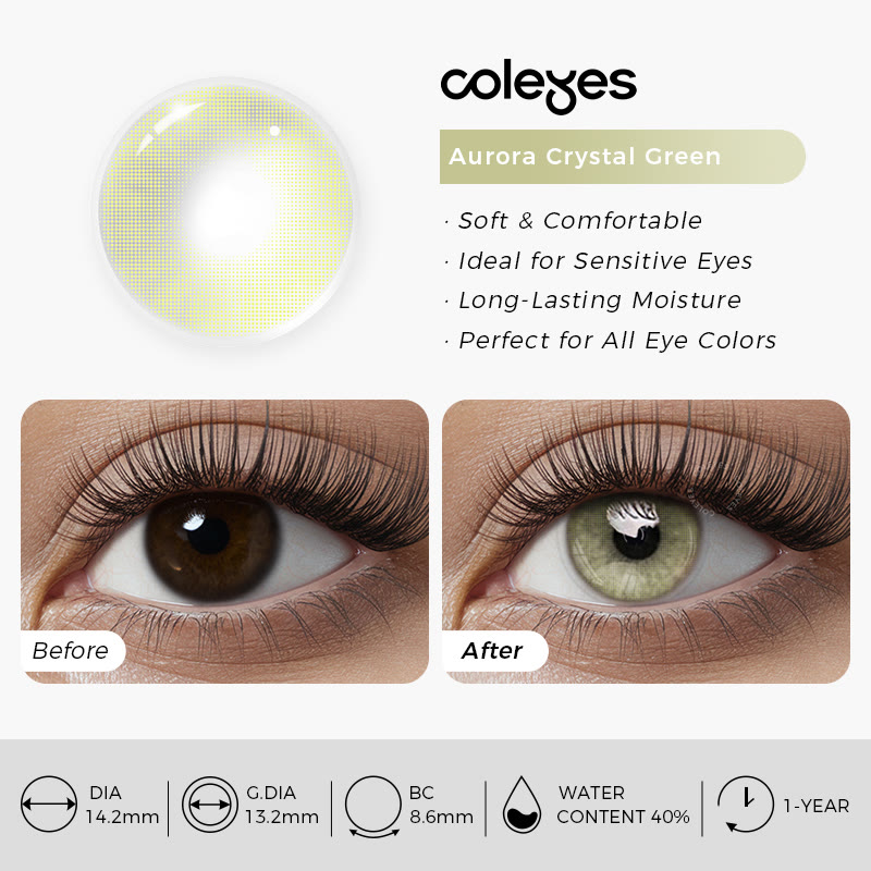 Coleyes Aurora Crystal Green Yearly Prescription Colored Contacts - image 5