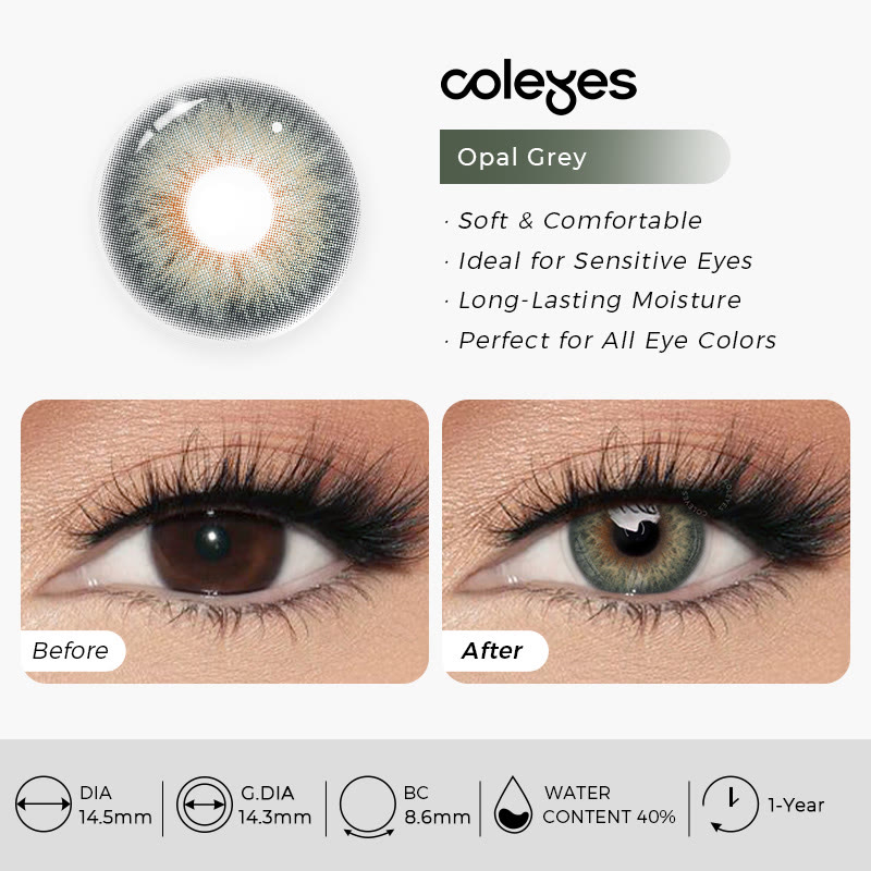 Coleyes Opal Grey Yearly Prescription Colored Contacts - image 7