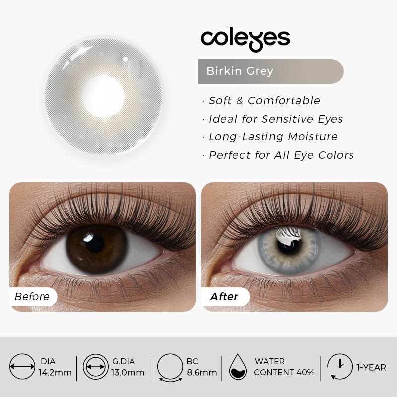 Coleyes Birkin Grey Yearly Prescription Colored Contacts - image 4