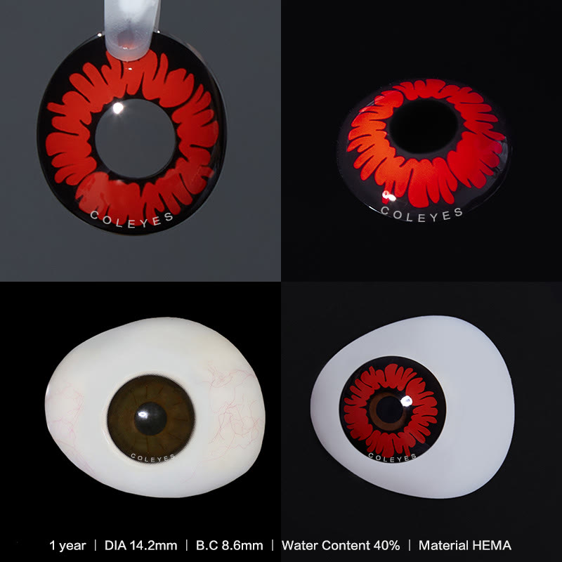 Coleyes Peony Red Yearly Prescription Cosplay Colored Contacts - image 3